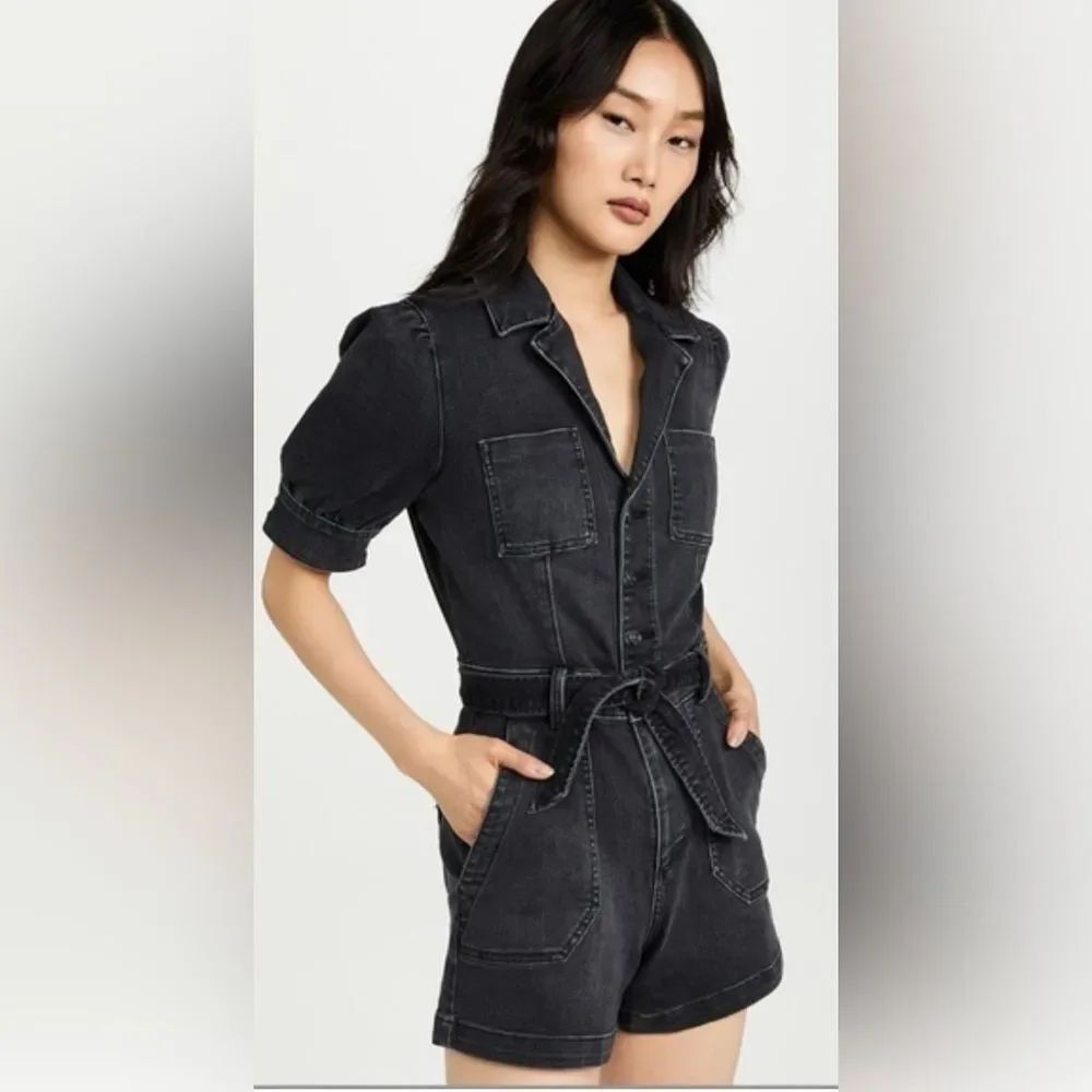 Paige Mayslie Romper Black Denim Sz 14